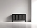 Mueble recibidor de madera 150 x 42 x 88 cm - Negro - 4 puertas acanaladas de estilo contemporáneo