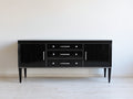 Mueble recibidor con acabado de madera 180x45x85 cm - negro - 2 puertas y 3 cajones de estilo clásico