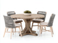 Conjuntos de comedor de jardín de madera y cuerda para 4 personas 130 x 130 x 76 cm - Natural gris y beige - Mesa redonda
