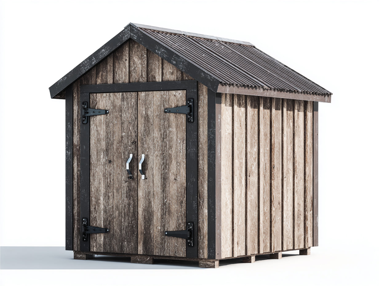 Casetas de jardín de madera 170 x 140 x 210 cm - Marrón envejecido y negro - Diseño rústico con doble puerta