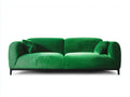 Sofás lineales de tela acanalada 230 x 96 x 80 cm - Verde esmeralda - Diseño moderno de 3 plazas