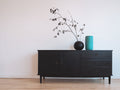Mueble recibidor con 2 puertas y 3 cajones 165 x 42 x 82 cm - Negro - Diseño moderno con tiradores de anilla