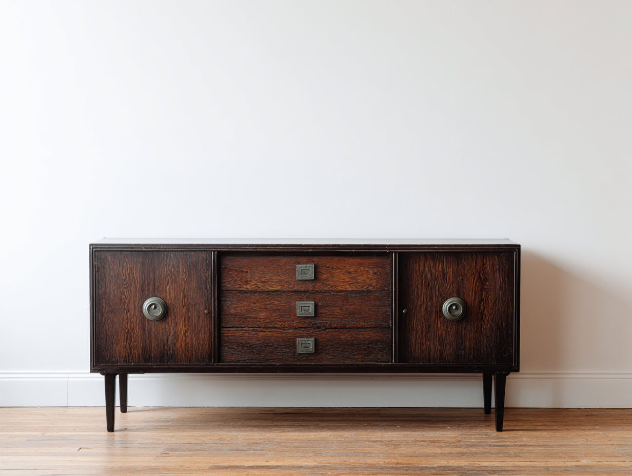Mueble recibidor de madera 170x45x78 cm - marrón nogal oscuro - 2 puertas y 3 cajones de estilo clásico