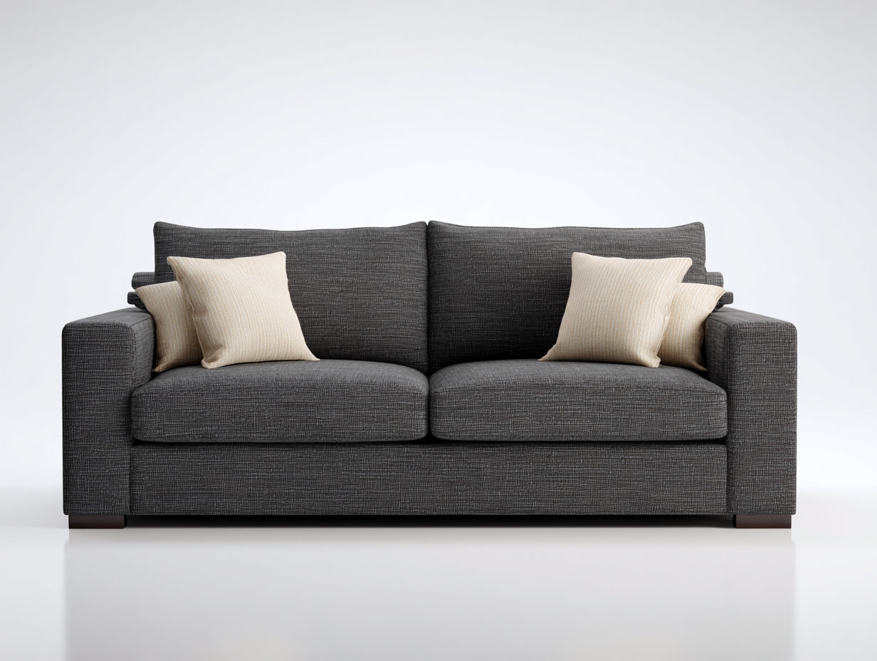 Sofás lineales de 2 plazas tapizados en tejido 210 x 95 x 88 cm - Gris oscuro - Diseño contemporáneo con asiento acolchado