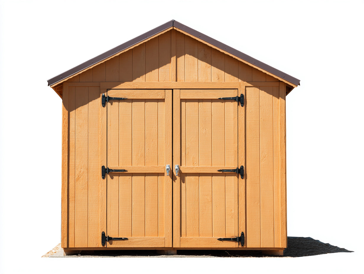 Casetas de jardín de madera 180 x 140 x 215 cm - Madera natural y marrón oscuro - 2 puertas para almacenamiento exterior