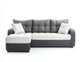 Sofá de esquina tapizado 265 x 165 x 88 cm - gris oscuro y blanco - diseño contemporáneo con módulo de descanso para salón