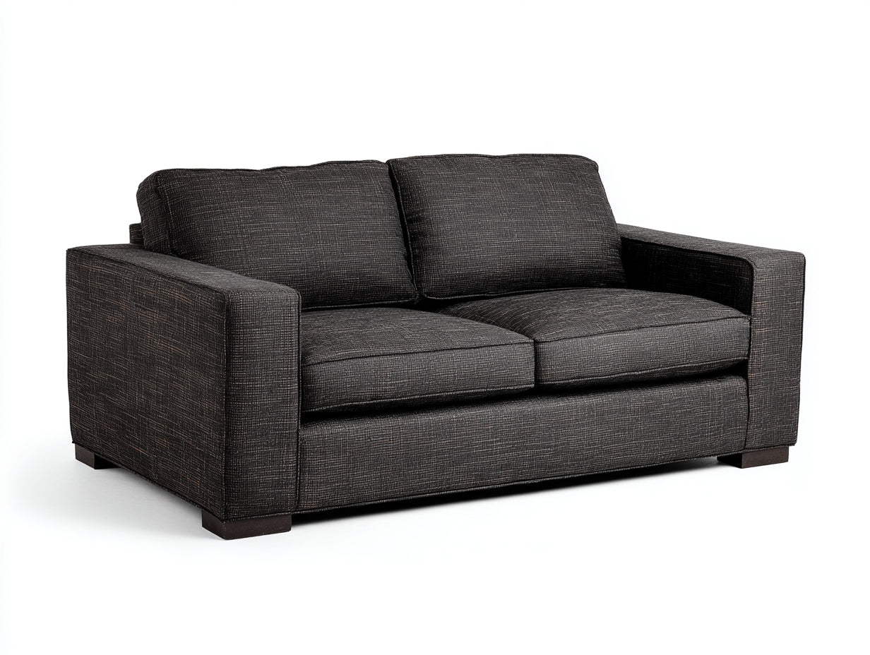 Sofás lineales de tela texturizada 190 x 95 x 82 cm - Gris antracita - Diseño contemporáneo de 2 plazas