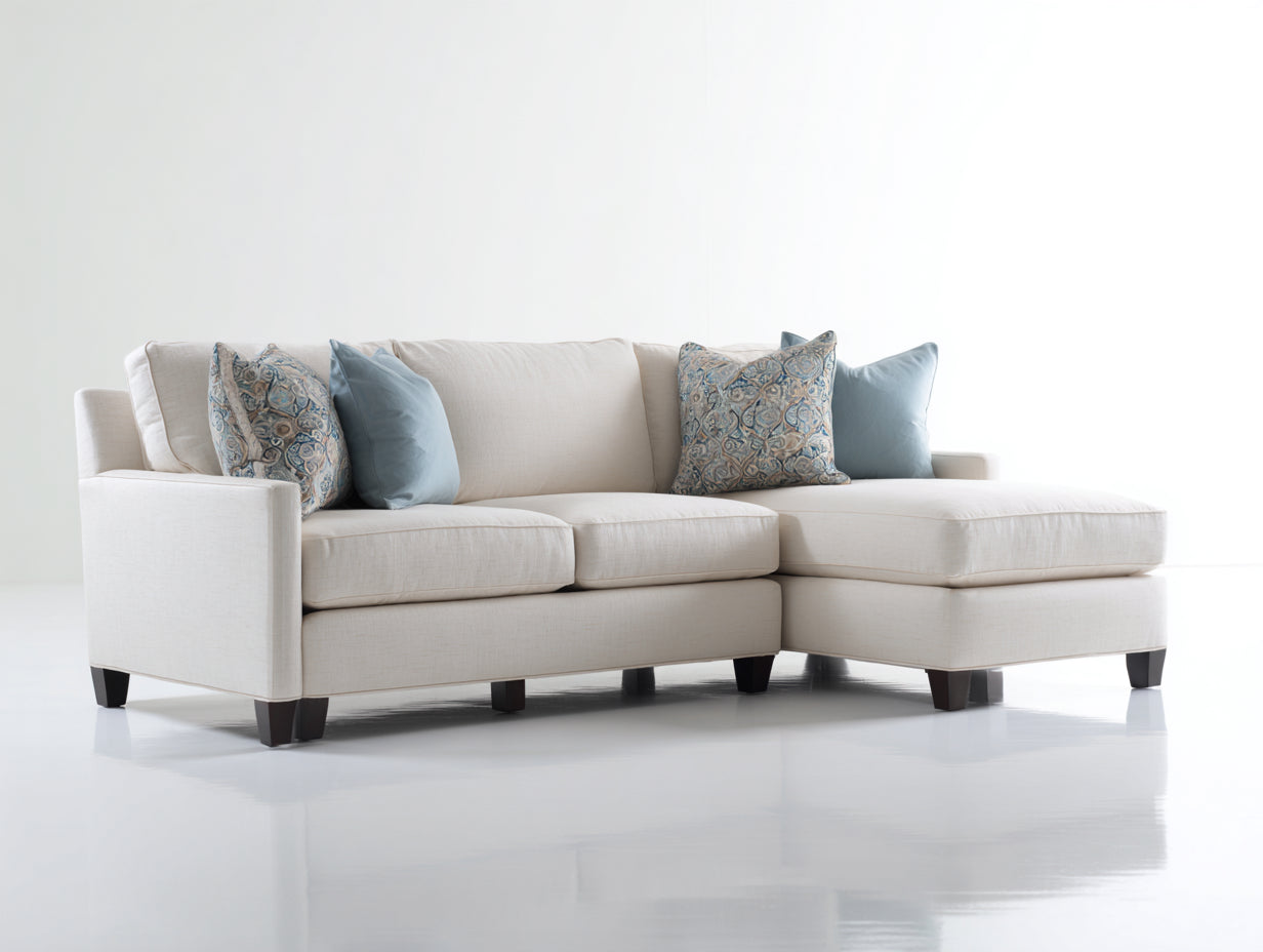 Sofás de esquina de tela 275 x 165 x 85 cm - Beige claro - Diseño contemporáneo con chaise integrada