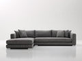 Sofás de esquina de tela texturizada 305 x 170 x 82 cm - Gris oscuro - Diseño contemporáneo con chaise integrada