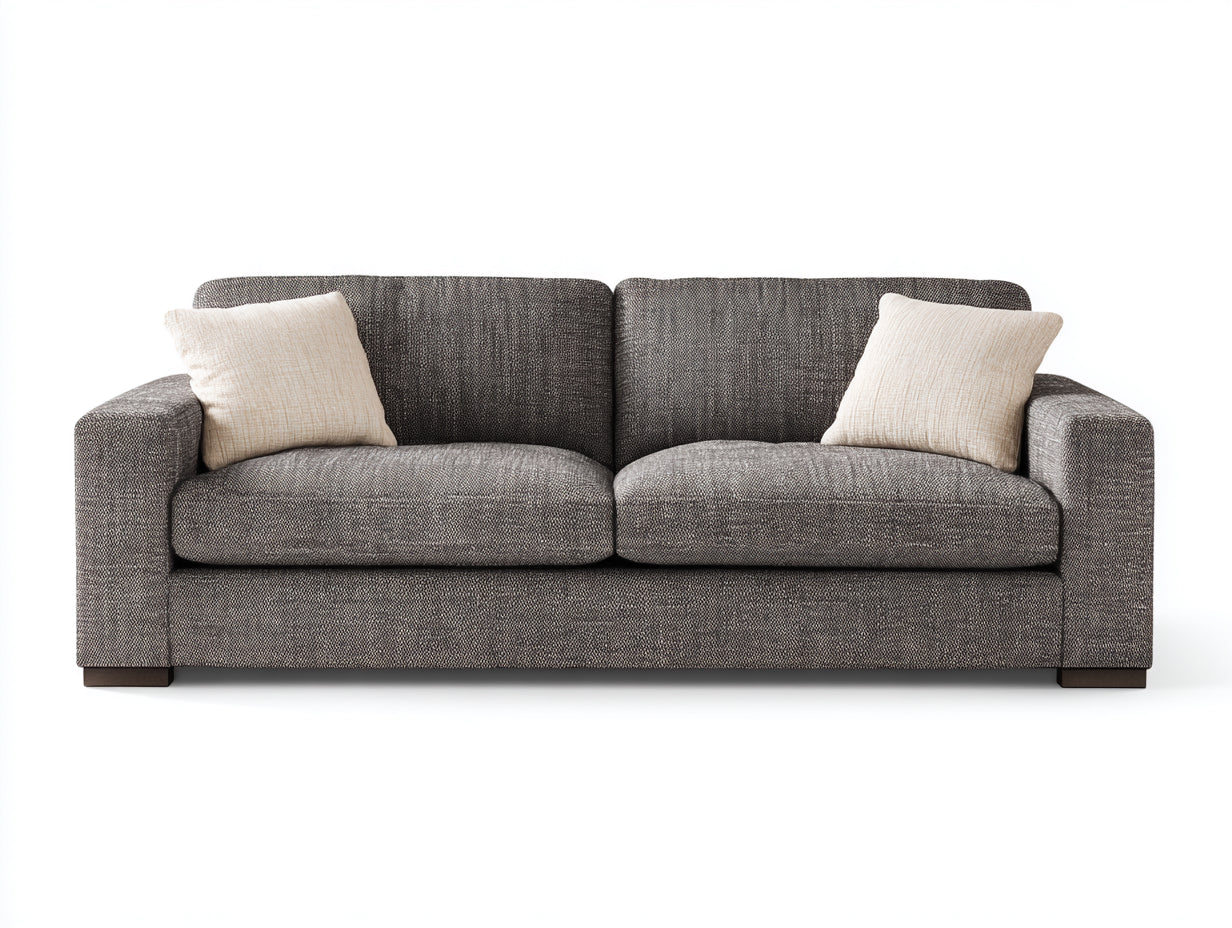 Sofás lineales de 2 plazas tapizados en tejido 210 x 96 x 84 cm - Gris topo - Diseño contemporáneo acolchado