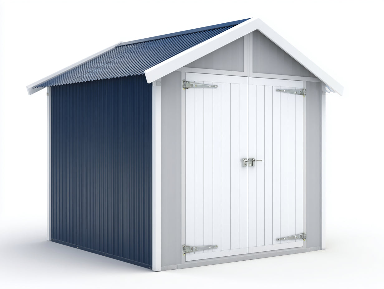 Casetas de jardín de acero galvanizado 213x131x195 cm - azul y blanco - cobertizo de almacenamiento con techo a dos aguas