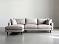 Sofás de esquina de tejido texturizado 285 x 175 x 86 cm - Beige claro - 4 plazas para salón moderno con asiento extendido