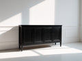 Mueble recibidor de madera 160 x 42 x 90 cm - Negro envejecido - Diseño clásico con 4 puertas