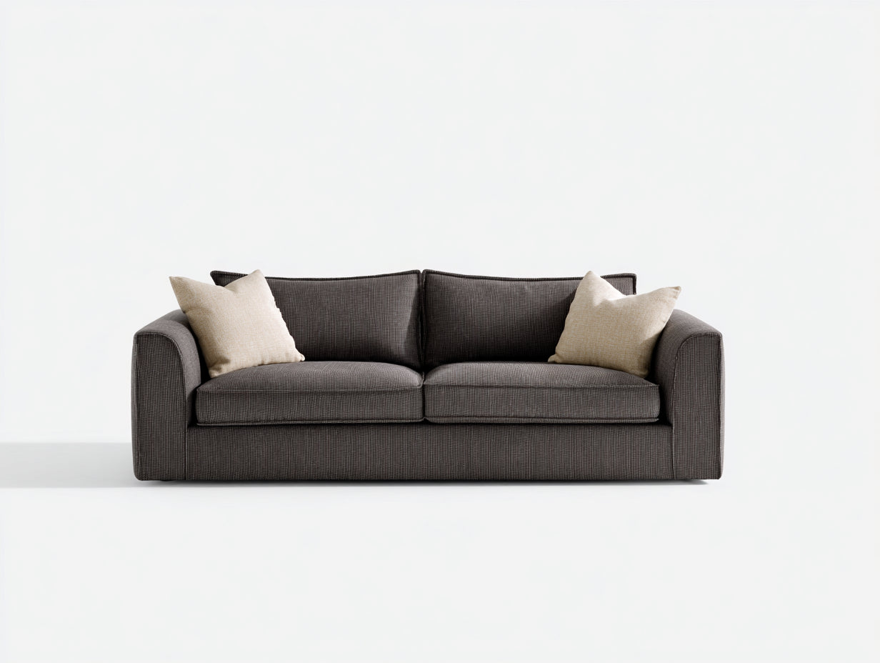 Sofás lineales de 3 plazas con tapizado de tejido texturizado 228x96x79 cm - gris topo oscuro - diseño moderno para salón
