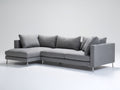 Sofás de esquina de tejido texturizado 290 x 170 x 86 cm - Gris claro - 4 plazas con patas metálicas de estilo moderno