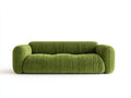 Sofá lineal tapizado en tejido acanalado 220 x 95 x 76 cm - verde oliva - diseño redondeado de 3 plazas para salón