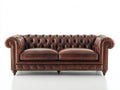 Sofás lineales de cuero 225 x 95 x 78 cm - Marrón coñac - Estilo Chesterfield con capitoné