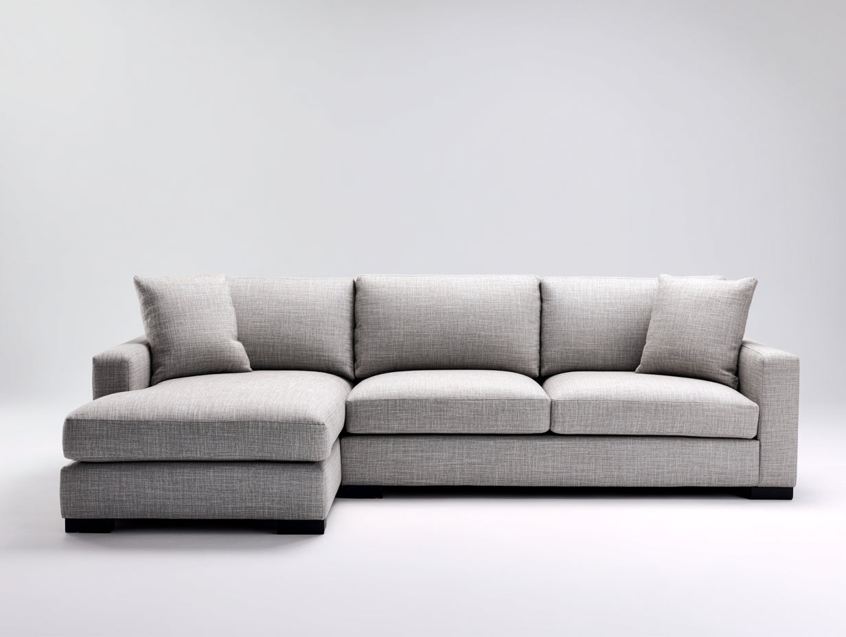 Sofás de esquina tapizados en tejido 290 x 180 x 87 cm - Gris claro - Diseño moderno con módulo extendido