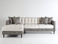 Sofás de esquina tapizados en tejido 285 x 175 x 86 cm - Crema y gris oscuro - Diseño moderno con capitoné