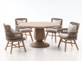 Conjuntos de comedor de jardín de madera y cuerda 140 x 140 x 76 cm - Natural y beige - Estilo bohemio para 4 personas